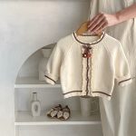 【66-100cm】カーディガン ベビー 手編み フラワー ニット - 画像 (3)