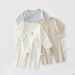 【66-90cm】カバーオール ベビー ジャカード 斜めボタン
