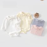 【59-90cm】ロンパース ベビー 丸襟 コットン