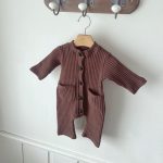 【66-90cm】ロンパース ベビー ポケット付き リブ 無地 - 画像 (9)