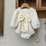 【73-90cm】ロンパース ベビー 蝶結び パフスリーブ - 画像 (2)