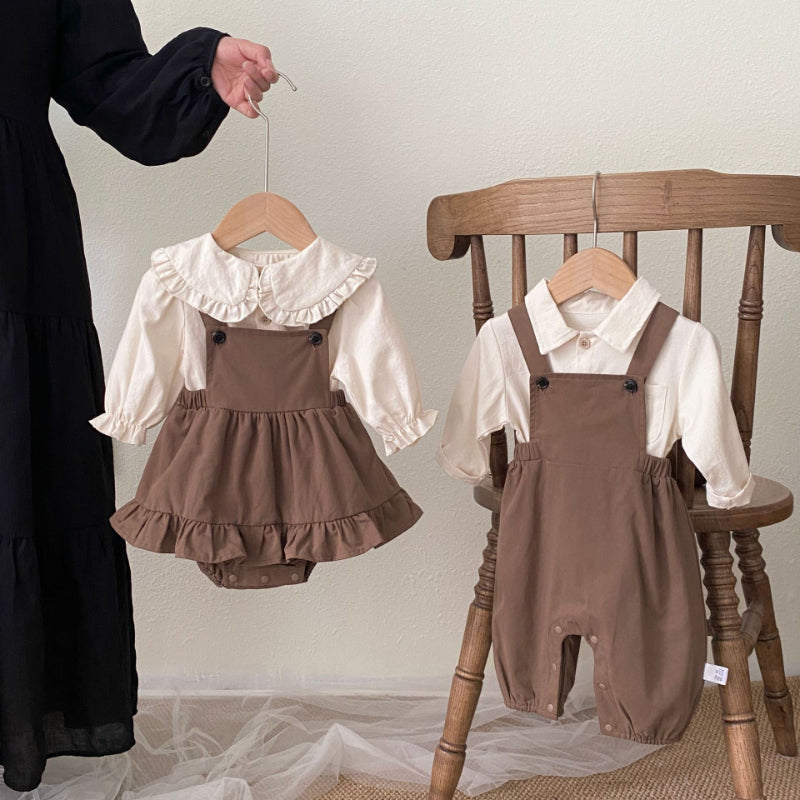 02_23267a1e-4730-4b44-b210-146686f66a2f.jpg 【66-90cm】サロペットロンパース&シャツセット ベビー ファッション - 画像 (1)