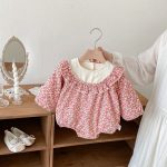 【66-90cm】ロンパース ベビー 小花柄 裏起毛 - 画像 (3)