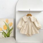 【66-130cm】ロンパースorワンピース ベビー 姉妹服 コーデュロイ フラワー - 画像 (7)
