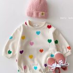 【66-90cm】ロンパース ベビー カラフル ハート - 画像 (4)