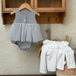【73-90cm】Tシャツorロンパース 女の子 レース襟 チュール 切替 - 画像 (7)