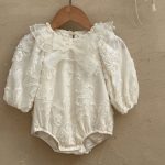【73-90cm】ロンパース ベビー 蝶結び フリル襟 - 画像 (3)