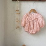 【73-90cm】ロンパース ラウンドネック リボン - 画像 (2)