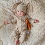 【66-90cm】ロンパースorオールインワンor帽子 ベビー ナチュラル 無地 ウサギ - 画像 (3)