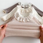 【66-100cm】Ｔシャツ ベビー フリル襟 暖かい リブ - 画像 (17)
