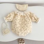 【66-90cm】長袖ロンパース ベビー フリル襟 プリント - 画像 (8)