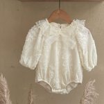 【73-90cm】ロンパース ベビー 蝶結び フリル襟 - 画像 (2)