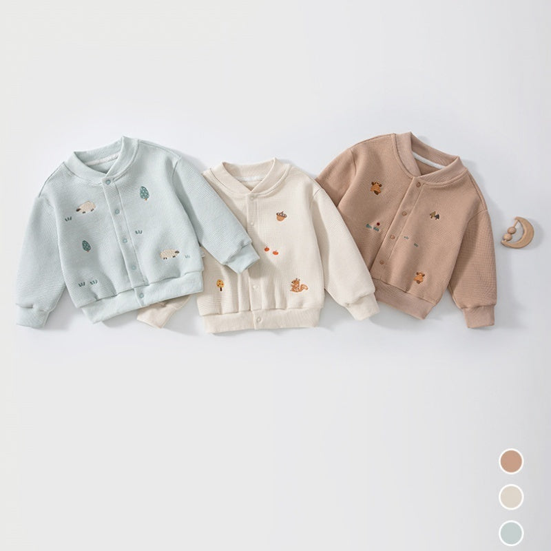 04_0b68074a-8ecc-4940-9646-c351ec33361a.jpg 【80-120cm】ジャケット 女の子 ワッフル 刺繍 ベースボール - 画像 (1)