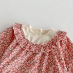 【66-90cm】ロンパース ベビー 小花柄 裏起毛 - 画像 (5)