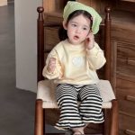 【73-110cm】 スウェットorボーダーパンツ 女の子 ハート カジュアル - 画像 (3)