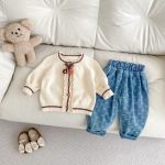 【66-100cm】カーディガン ベビー 手編み フラワー ニット - 画像 (8)