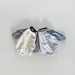 【66-90cm】ロンパース ベビー 韓国風 切り替え袖 - 画像 (6)