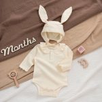 【59-80cm】ロンパース ベビー フリル襟 リブ