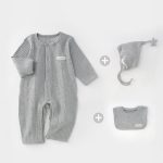 【73-100cm】 ロンパース&スタイor星柄帽子 シンプル くま 韓国風 - 画像 (4)