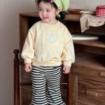 【73-110cm】 スウェットorボーダーパンツ 女の子 ハート カジュアル - 画像 (4)