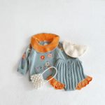 【66-100cm】セットアップ ベビー フリル襟 刺繡 - 画像 (2)