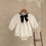 【73-90cm】ロンパース ベビー フレンチ スウィート 蝶結び - 画像 (2)