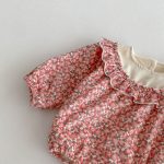 【66-90cm】ロンパース ベビー 小花柄 裏起毛 - 画像 (6)