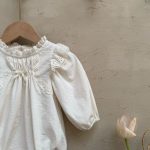 【73-90cm】ロンパース ベビー レース 切替 - 画像 (6)