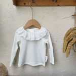 【73-90cm】Tシャツorロンパース 女の子 レース襟 チュール 切替 - 画像 (2)