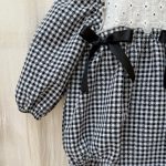 【73-90cm】ロンパース ベビー リボン チェック - 画像 (9)