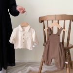 【66-90cm】サロペットロンパース&シャツセット ベビー ファッション - 画像 (6)