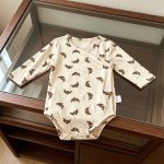 【予約販売】【66-90cm】長袖ロンパース ベビー 北欧風 総柄 - 画像 (8)