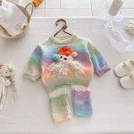 【73-110cm】セットアップ 女の子 カラフル ボーダー ニット - 画像 (6)