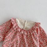 【66-90cm】ロンパース ベビー 小花柄 裏起毛 - 画像 (7)