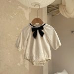 【73-90cm】ロンパース ベビー フレンチ スウィート 蝶結び - 画像 (4)