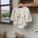 【73-90cm】ロンパース ベビー 蝶結び パフスリーブ - 画像 (3)
