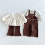【80-130cm】シャツorパンツorサロペット 女の子 パフスリーブ 刺繍 - 画像 (5)