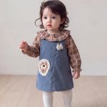 【73-100cm】シャツ&スカート ベビー チェックデニムジャンパー - 画像 (2)