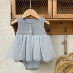 【73-90cm】Tシャツorロンパース 女の子 レース襟 チュール 切替 - 画像 (6)