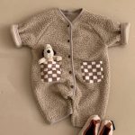 【65-90cm】ロンパース ベビー もこもこ チェック ポケット - 画像 (7)