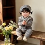 【66-90cm】オールインワン ベビー 暖かい ハート セーラー - 画像 (4)