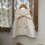 【73-100cm】トップスorワンピース 女の子 ベルベット 蝶結び 無地 - 画像 (7)