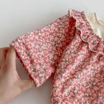 【66-90cm】ロンパース ベビー 小花柄 裏起毛 - 画像 (8)