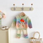 【73-110cm】セットアップ 女の子 カラフル ボーダー ニット - 画像 (8)