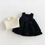【80-130cm】ワンピースorニット 女の子 ドット 裏起毛 フリル襟 - 画像 (4)