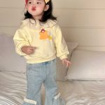 【73-110cm】スウェットorデニムパンツ 女の子 レース襟 カートゥーン - 画像 (2)