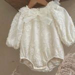 【73-90cm】ロンパース ベビー 蝶結び フリル襟 - 画像 (6)