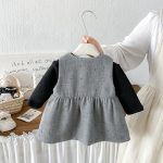 【73-100cm】トップスorワンピース 蝶結び キルティング 裏起毛 - 画像 (5)