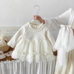 【73-100cm】 ワンピースorトップス ベビー 裏起毛 チュール - 画像 (5)