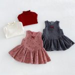 【80-130cm】トップスorワンピース 女の子 蝶結び 裏起毛 ハイネック - 画像 (8)